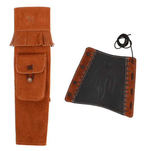 Rückenköcher Bearpaw Indian Summer + Armschutz Dutchman honigbraun - kb-bogensport